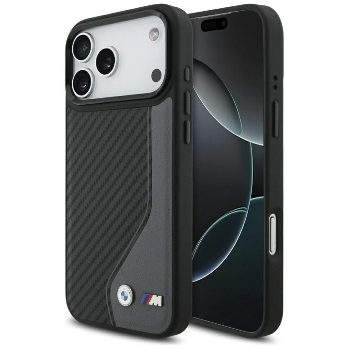 Telefono dėklas iPhone 17 Pro Max grafito spalvos MagSafe BMW M Carbon Logo