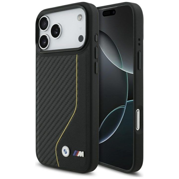 Telefono dėklas iPhone 17 Pro Max juodas MagSafe BMW M Carbon Line
