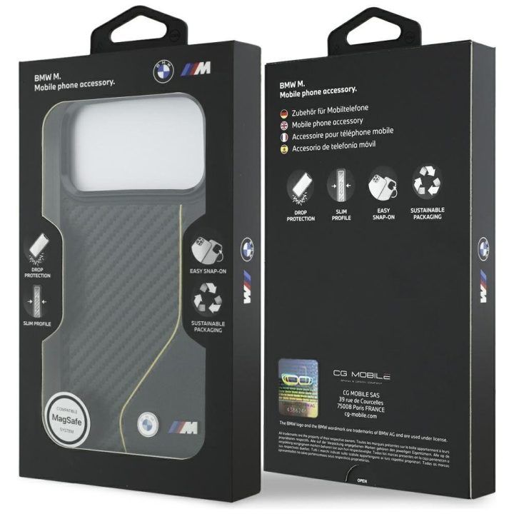 Telefono dėklas iPhone 17 Pro Max juodas MagSafe BMW M Carbon Line
