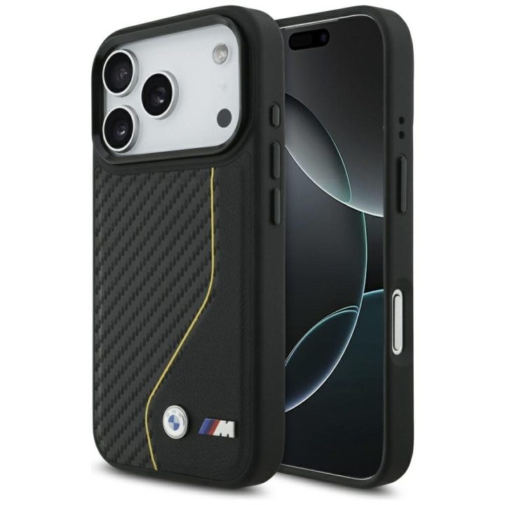 Telefono dėklas iPhone 17 Pro juodas MagSafe karboninis BMW