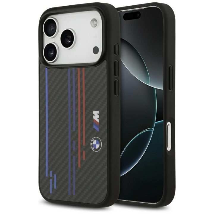 Telefono dėklas iPhone 17 Pro juodas Kevlar MagSafe BMW M