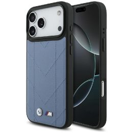 Telefono dėklas iPhone 17 Pro Max mėlynas dygsniuotas MagSafe BMW M