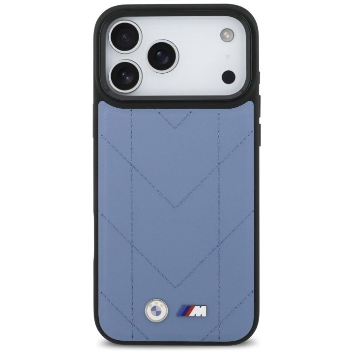 Telefono dėklas iPhone 17 Pro Max mėlynas dygsniuotas MagSafe BMW M