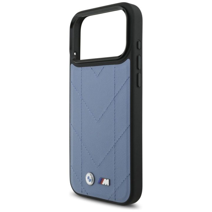 Telefono dėklas iPhone 17 Pro Max mėlynas dygsniuotas MagSafe BMW M
