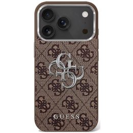 Telefono dėklas iPhone 17 margintas rudas sidabrinis Guess