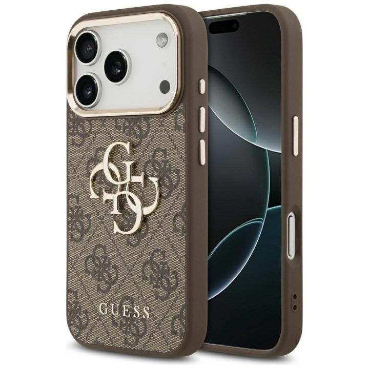 Telefono dėklas iPhone 17 Pro rudas auksinis margintas Guess