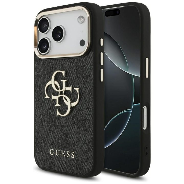 Telefono dėklas iPhone 17 Pro juodas auksinis Guess