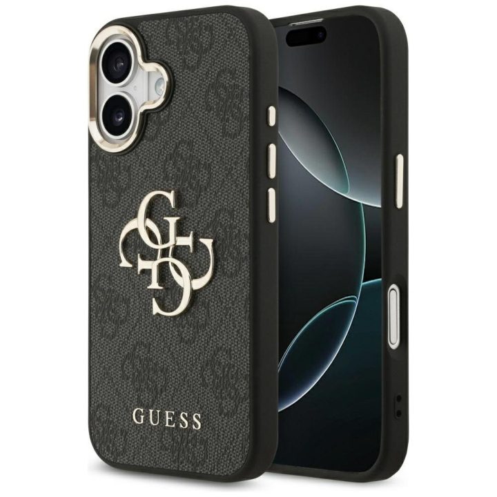 Telefono dėklas iPhone 17 juodas aukso spalvos Guess