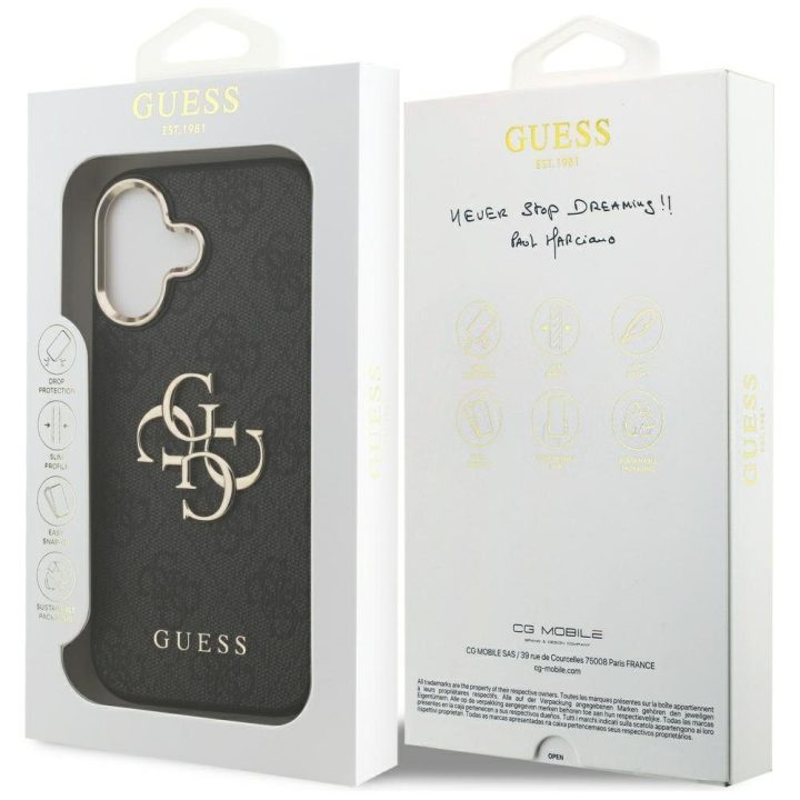 Telefono dėklas iPhone 17 juodas aukso spalvos Guess