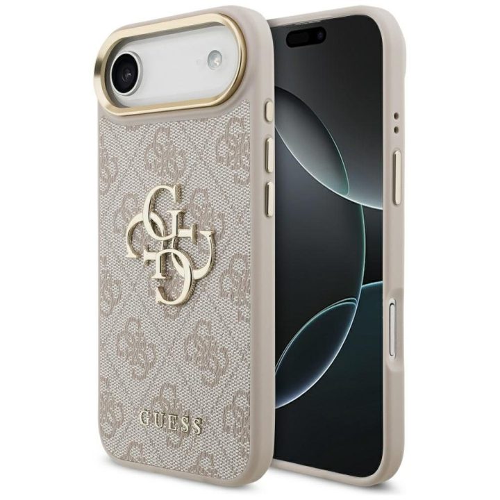 Telefono dėklas iPhone rožinio aukso spalvos margintas Guess