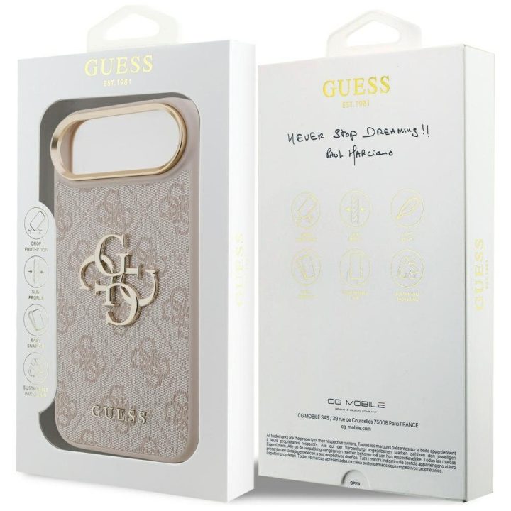 Telefono dėklas iPhone rožinio aukso spalvos margintas Guess