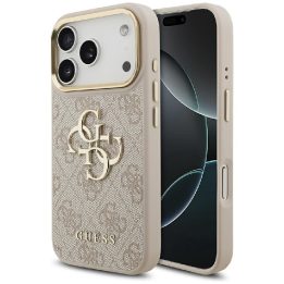 Telefono dėklas iPhone 17 Pro aukso spalvos audinys Guess