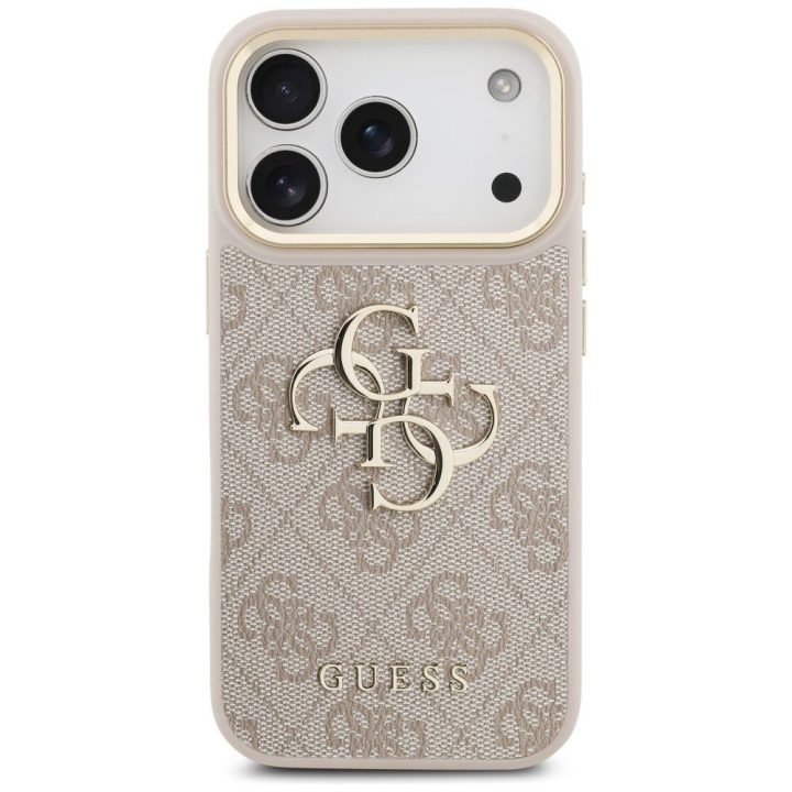 Telefono dėklas iPhone 17 Pro aukso spalvos audinys Guess