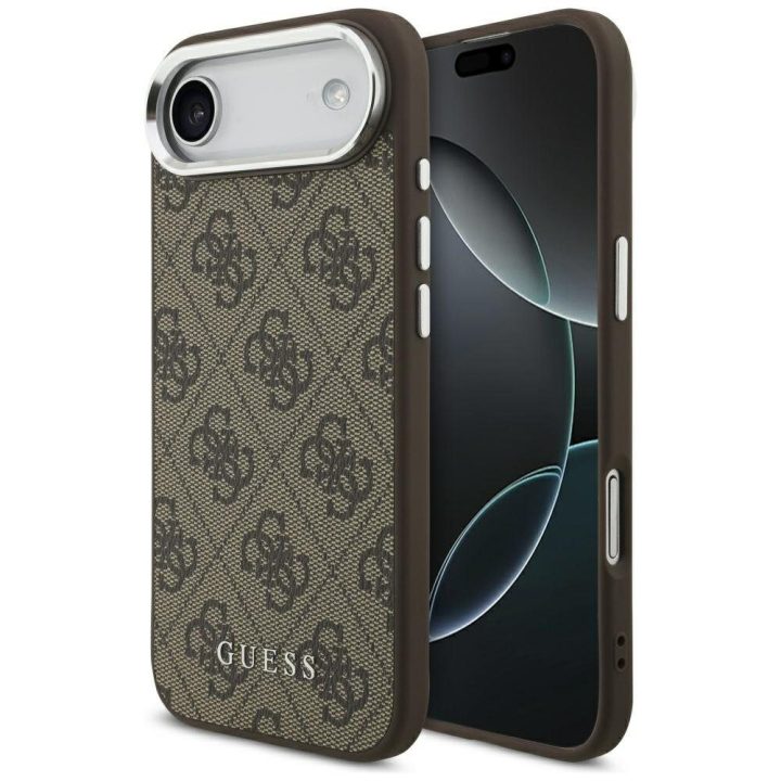 Telefono dėklas iPhone su MagSafe rudas margintas Guess