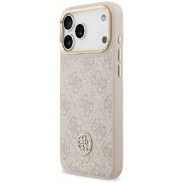 Telefono dėklas iPhone 17 Pro Max smėlio spalvos su dirželiu MagSafe Guess