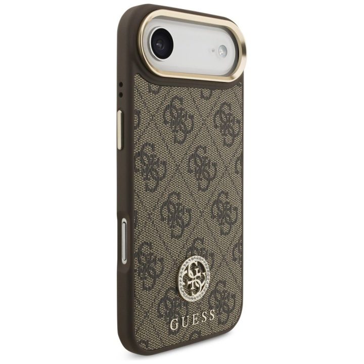 Telefono dėklas iPhone 14 rudas margintas MagSafe Guess