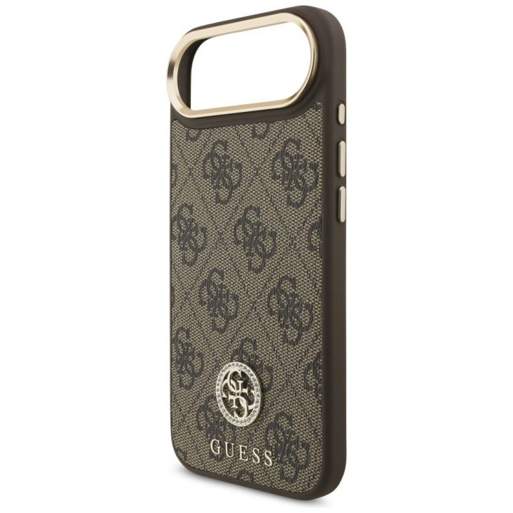 Telefono dėklas iPhone 14 rudas margintas MagSafe Guess