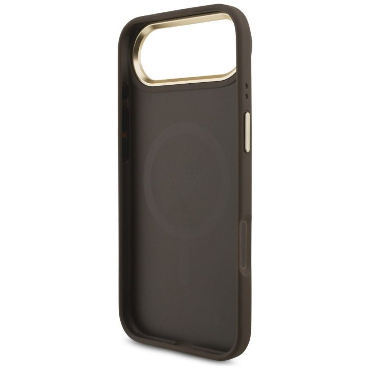 Telefono dėklas iPhone 14 rudas margintas MagSafe Guess