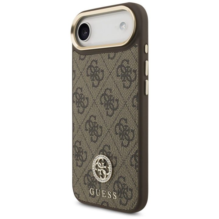 Telefono dėklas iPhone 14 rudas margintas MagSafe Guess