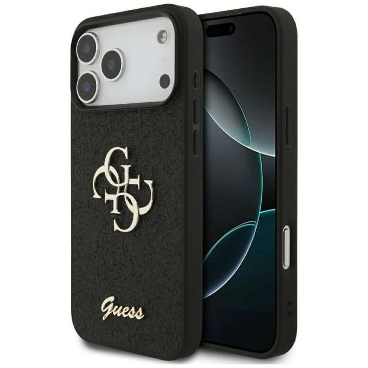 Telefono dėklas iPhone 17 Pro Max juodas blizgus Guess
