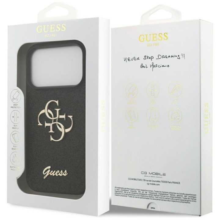 Telefono dėklas iPhone 17 Pro juodas blizgus Guess