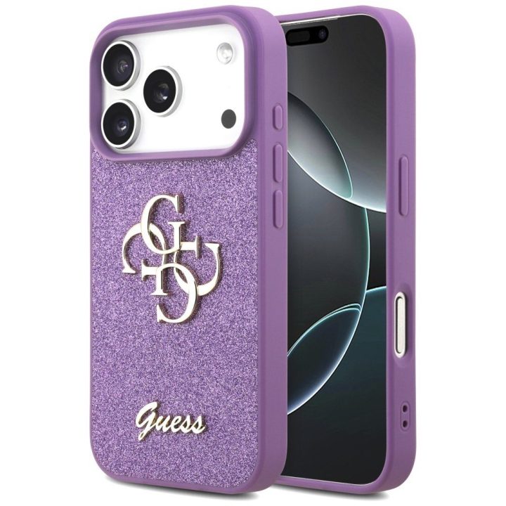 Telefono dėklas iPhone 17 Pro violetinis blizgus Guess