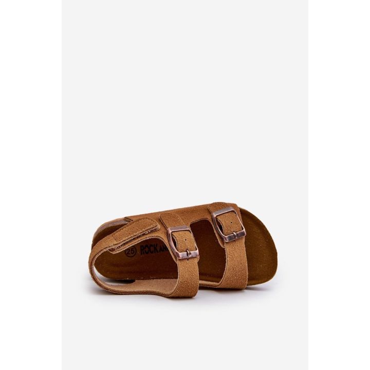 Vaikiški basutės ant kamštienos kulno su velcro užsegimu Camel Rorria