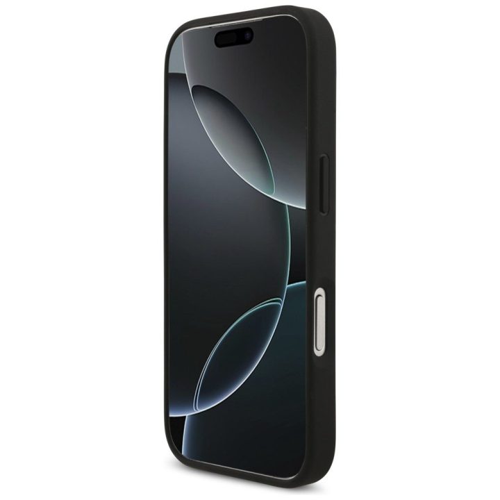 Telefono dėklas iPhone 17 Pro juodas odos imitacija Guess