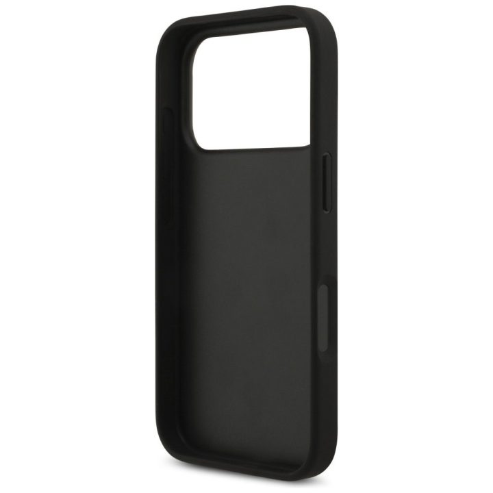 Telefono dėklas iPhone 17 Pro juodas odos imitacija Guess