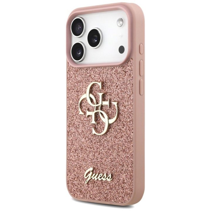 Telefono dėklas iPhone 17 Pro rožinis blizgus Guess