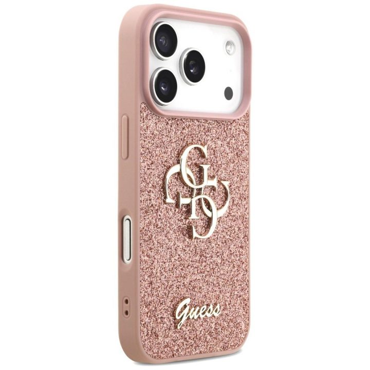 Telefono dėklas iPhone 17 Pro rožinis blizgus Guess
