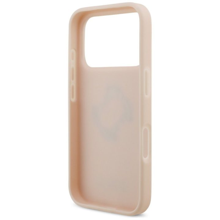 Telefono dėklas iPhone 17 Pro rožinis odos imitacija Guess