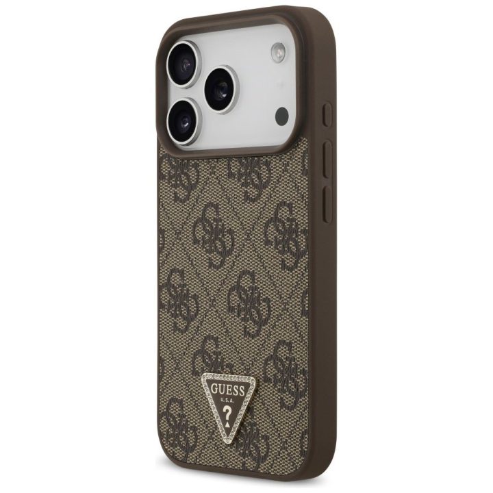 Telefono dėklas iPhone 17 Pro rudas margintas MagSafe Guess