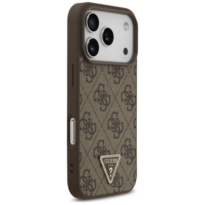 Telefono dėklas iPhone 17 Pro rudas margintas MagSafe Guess