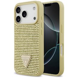 Telefono dėklas iPhone 17 Pro aukso spalvos su akutėmis Guess