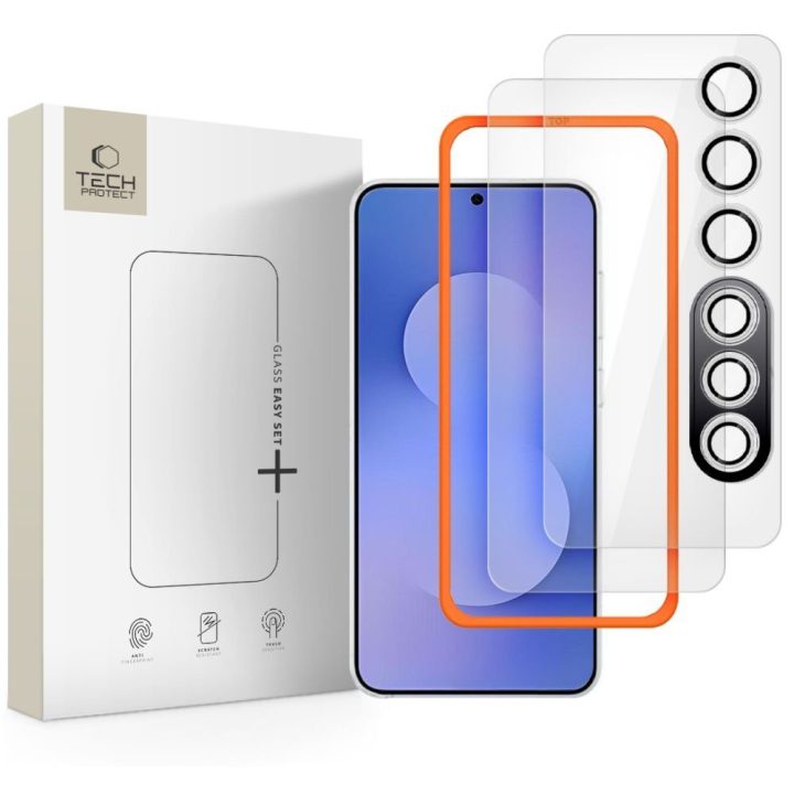 Grūdinto stiklo komplektas Samsung Galaxy S25 FE skaidrus 3 vnt.
