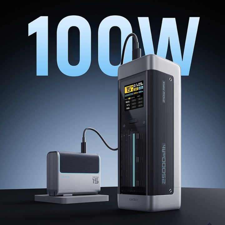 Išorinė baterija 25000 mAh 210 W juoda Cuktech