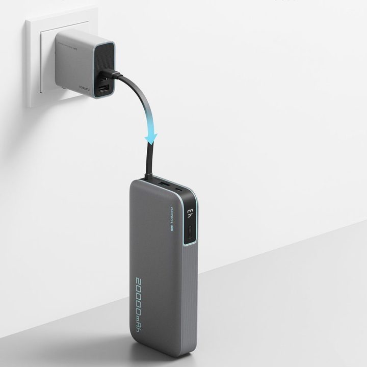 Išorinė baterija 20000 mAh pilka su USB-C Cuktech
