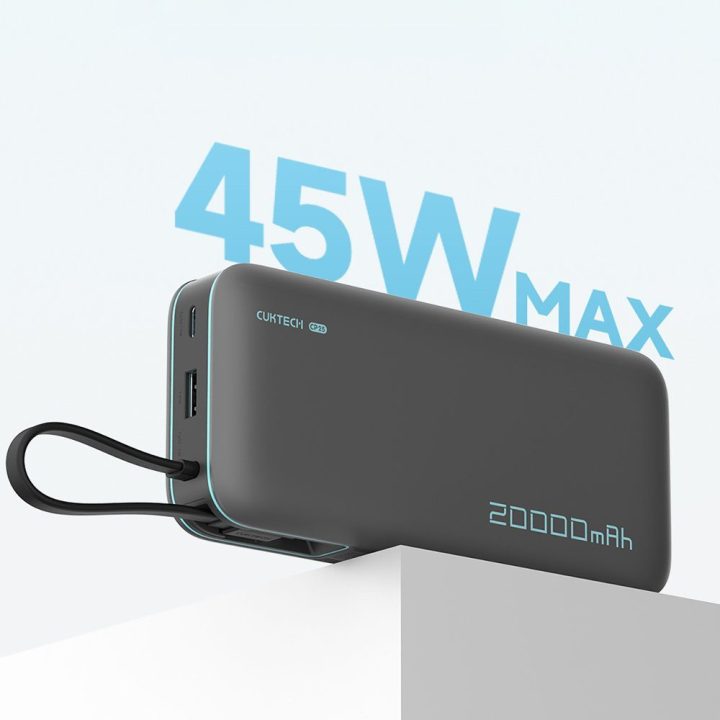 Išorinė baterija 20000 mAh pilka su USB-C Cuktech