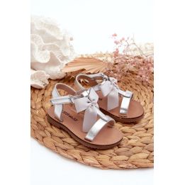 Vaikiški sandalai su lankeliu ant Velcro sidabriniai Joratia