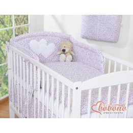 Vaikiška patalynės komplektas su širdelėmis, 3 dalių, rožinis Botono