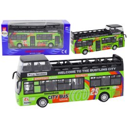Žalias turistinis dviaukštis autobuso su atidaromomis durimis