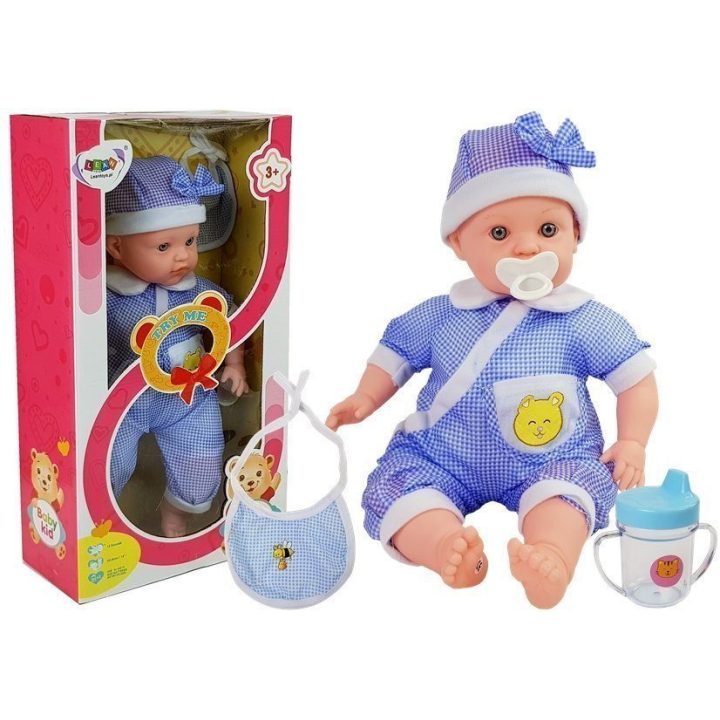 Lėlė kūdikis mėlynais drabužiais 45 cm