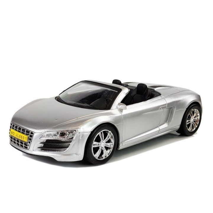 Sidabrinis kabrioleto žaislinis automobilis 1:18 masteliu