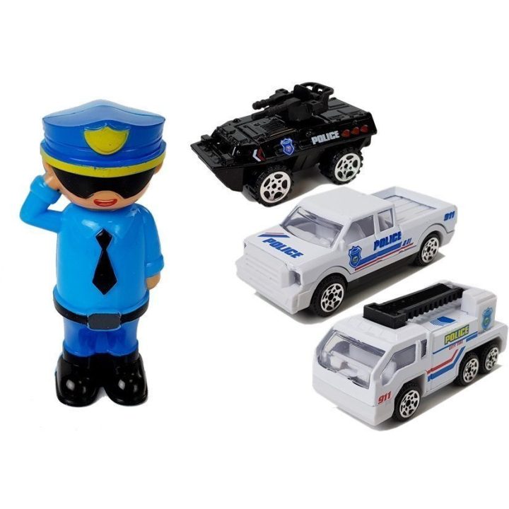 Policijos žaislinis automobilis su garažu ir garsais vaikams