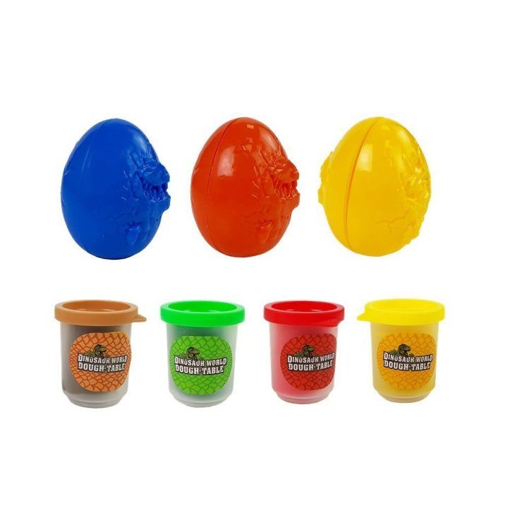 Dinozauro formelių rinkinys su plastilinu, 12 dalių, 4 spalvos