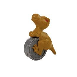 Modelino stalas su dinozaurais ir švytinčiu ugnikalniu