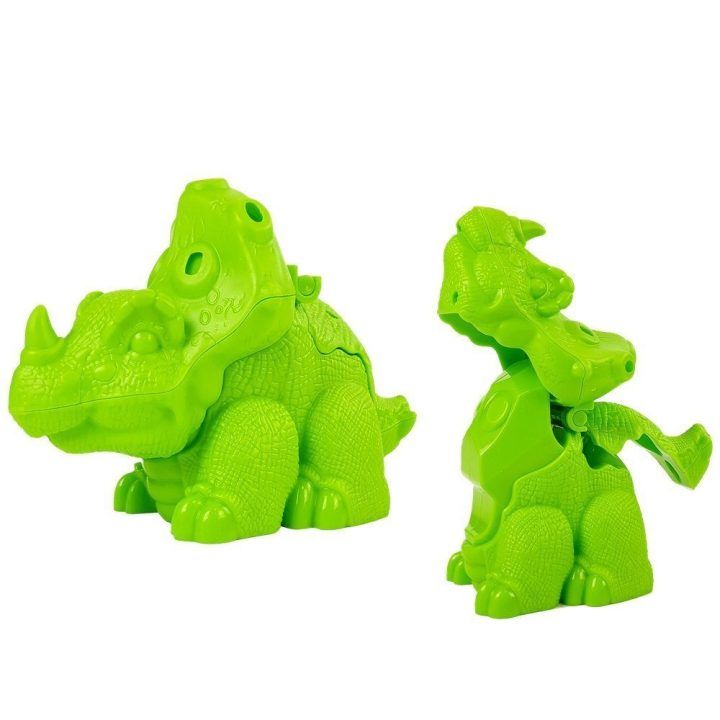 Modelino stalas su dinozaurais ir švytinčiu ugnikalniu