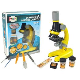 Mokslinis mikroskopo rinkinys vaikams geltonas 1200x STEM