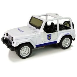 Žaislinis baltas visureigis policijos automobilis